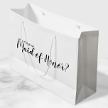 Maid of Honour Proposal Modern Proposal Large Gift Bag<br><div class="desc">"Will You Be My Maid of Honour?" Modern Proposal Gift Bag
featuring title "Will You Be My Maid of Honour?" in black modern script font style on white background.</div>