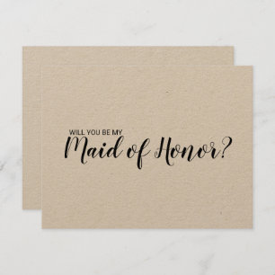 Maid of Honour Proposal Rustic Kraft Paper Invitation