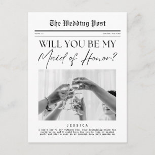 Maid of Honour Proposal, USA Customisable Newspape Postcard