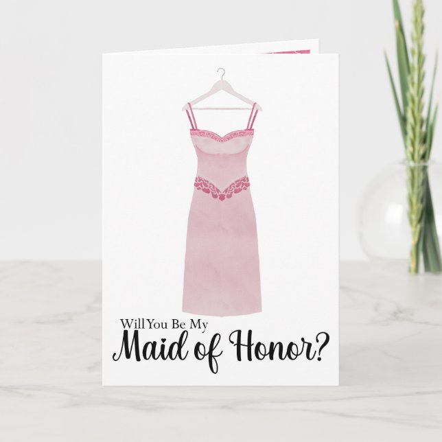 Maid of Honour Proposal Watercolor Dress Invitation (Front)