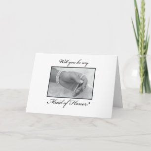 Maid of Honour Request Black, White Invitation