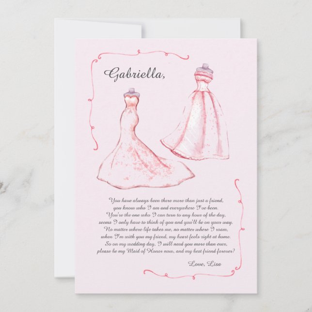 Maid of Honour Request Card (Front)