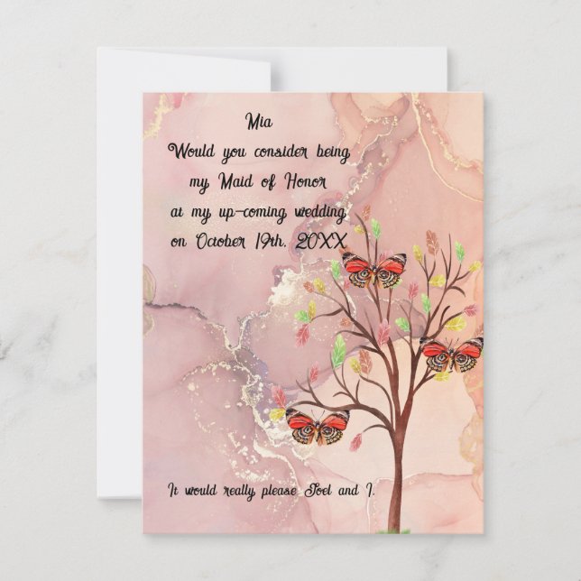 Maid of Honour Request Fall Wedding Event Card (Front)