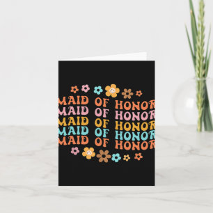 Maid Of Honour Retro Groovy Bridal Party Bridesmai Card
