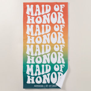 Maid of Honour Retro Pastel Gradient  Beach Towel