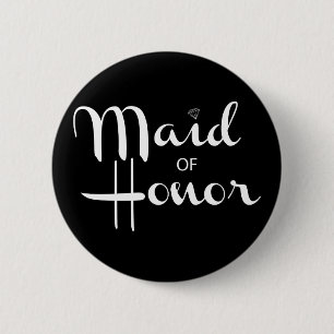 Maid of Honour Retro Script 6 Cm Round Badge