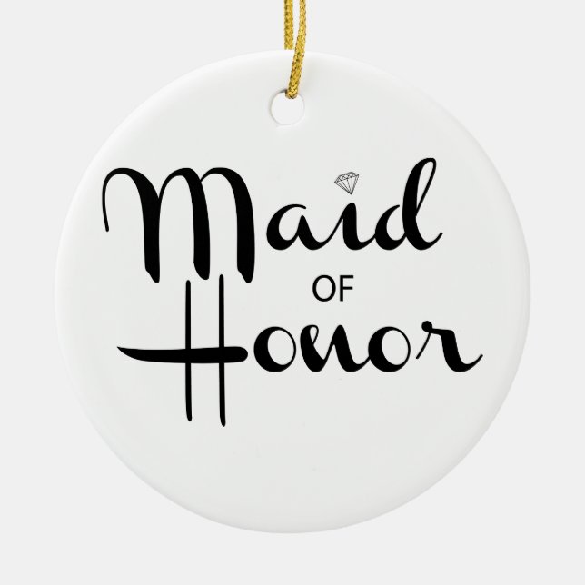 Maid of Honour Retro Script Ceramic Tree Decoration (Front)