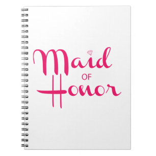 Maid of Honour Retro Script Pink Spiral Notebook