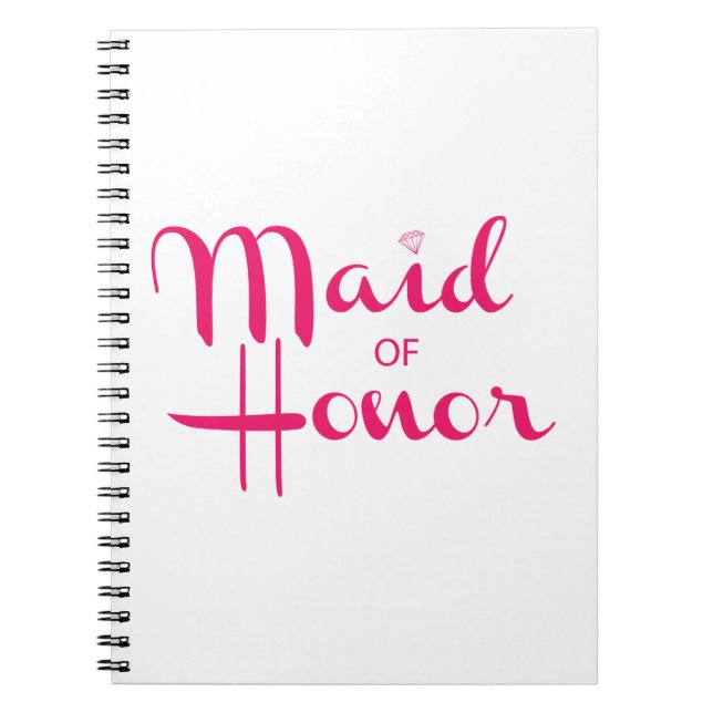 Maid of Honour Retro Script Pink Spiral Notebook (Front)