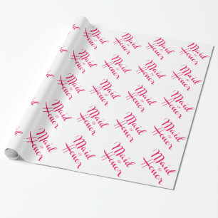 Maid of Honour Retro Script Pink Wrapping Paper