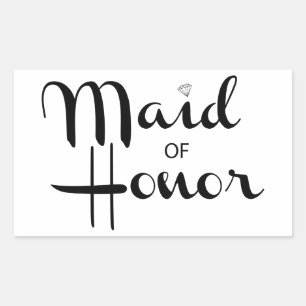Maid of Honour Retro Script Rectangular Sticker