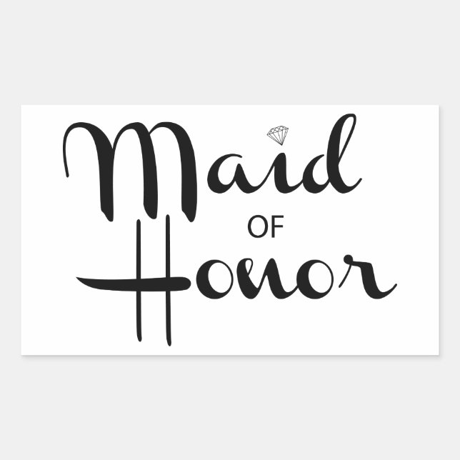 Maid of Honour Retro Script Rectangular Sticker (Front)