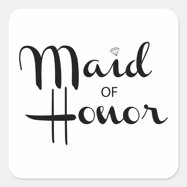 Maid of Honour Retro Script Square Sticker (Front)