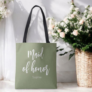 Maid of Honour Sage Green Wedding Tote Bag