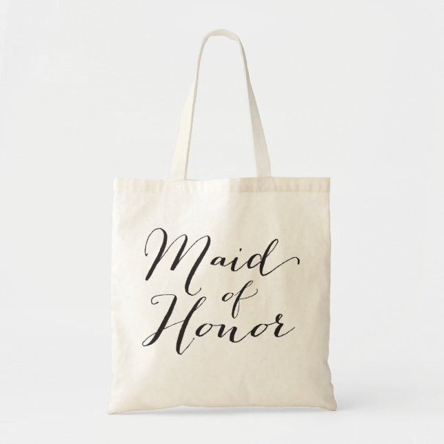 Maid of Honour Script Bridal Party Wedding Tote Ba (Front)