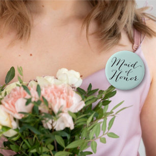 Maid Of Honour Script Chic Wedding Bridal Party 6 Cm Round Badge