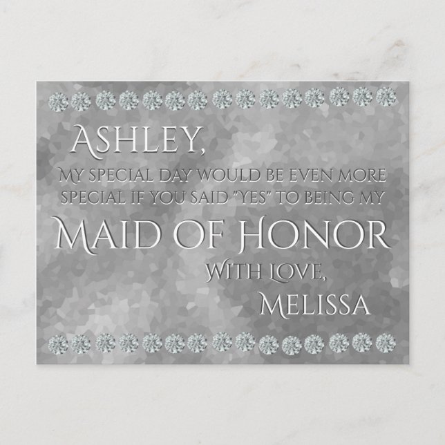 Maid of Honour - Silver & Diamonds Postcard (Front)