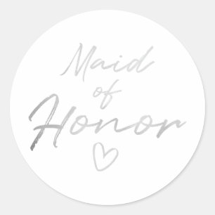 Maid of Honour - Silver faux foil sticker