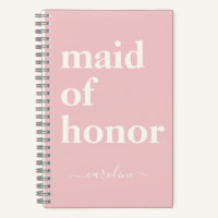 Maid of Honour Simple Minimalist Modern Name Pink 