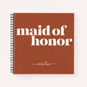 Maid of Honour Simple Minimalist Modern Name Rust Notebook