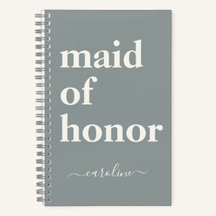 Maid of Honour Simple Minimalist Modern Name Silve Notebook