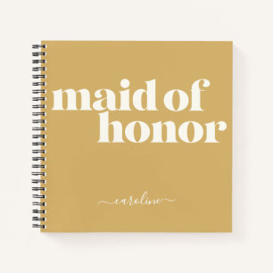 Maid of Honour Simple Minimalist Name Mustard Notebook