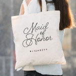 Maid of Honour Simple Modern Calligraphy Wedding<br><div class="desc">Maid of Honour Simple Modern Calligraphy Wedding Tote Bag features fun and pretty calligraphy,  along with the personalised name.</div>