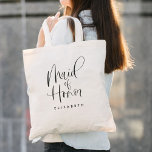 Maid of Honour Simple Modern Calligraphy Wedding Tote Bag<br><div class="desc">Maid of Honour Simple Modern Calligraphy Wedding Tote Bag features fun and pretty calligraphy,  along with the personalised name.</div>