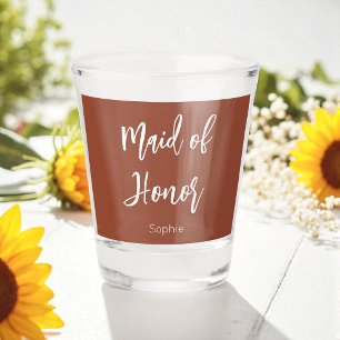 Maid of Honour Terracotta Brown Wedding Shot Glass