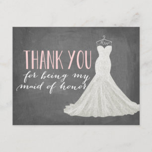 Maid Of Honour Thank You   Bridesmaid Card