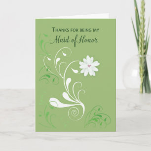 Maid of Honour Thank You with White Swirl Flower  Card