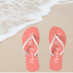 Maid of Honour Trendy Coral Colour Jandals<br><div class="desc">Gift your wedding bridesmaids with these stylish Maid of Honour flip flops that are a trendy coral colour along with white,  stylised script to complement your similar wedding colour scheme. Select foot size along with other options. You may customise your flip flops to change colour to your desire.</div>