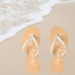 Maid of Honour Trendy Peach Colour Jandals<br><div class="desc">Gift your wedding bridesmaids with these stylish Maid of Honour flip flops that are a trendy peach colour along with white, stylised script to complement your similar wedding colour scheme. Select foot size along with other options. You may customise your flip flops to change colour or text font style to...</div>