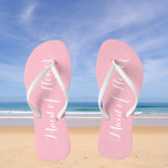 Maid of Honour Trendy Pink Colour Jandals<br><div class="desc">Gift your wedding bridesmaids with these stylish Maid of Honour flip flops that are a trendy,  light pink colour along with white,  stylised script to complement your similar wedding colour scheme. Select foot size along with other options. You may customise your flip flops to change colour to your desire.</div>