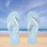 Maid of Honour Trendy Powder Blue Colour Jandals<br><div class="desc">Gift your wedding bridesmaids with these stylish Maid of Honour flip flops that are a trendy,  powder blue colour along with white,  stylised script to complement your similar wedding colour scheme. Select foot size along with other options. You may customise your flip flops to change colour to your desire.</div>