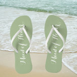 Maid of Honour Trendy Sage Green Colour Jandals<br><div class="desc">Gift your wedding bridesmaids with these stylish Maid of Honour flip flops that are a trendy,  sage green colour along with white,  stylised script to complement your similar wedding colour scheme. Select foot size along with other options. You may customise your flip flops to change colour to your desire.</div>