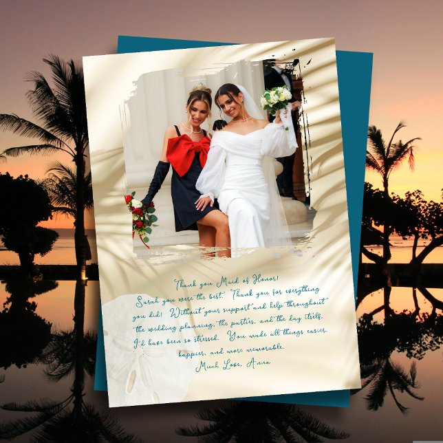 Maid of Honour Tropical Photo Thank You Card (Creator Uploaded)