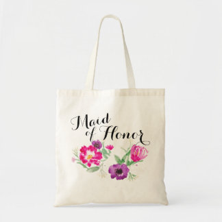 Maid of Honour Watercolor Flowers Tote Bag