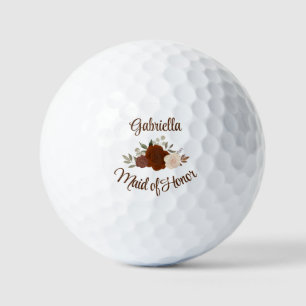 Maid of Honour Wedding Favour Rust Orange Roses Golf Balls