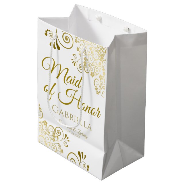 Maid of Honour Wedding Gift Bag - Medium (Front Angled)