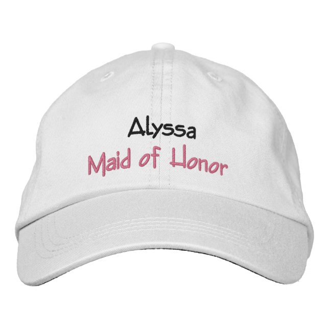 Maid of Honour Wedding Hat Custom Name and Role (Front)