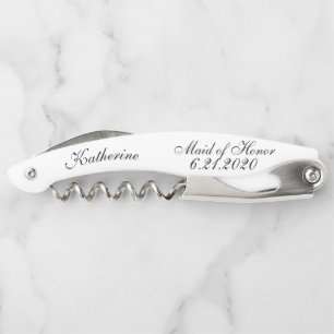 Maid of Honour White Black Wedding Corkscrews