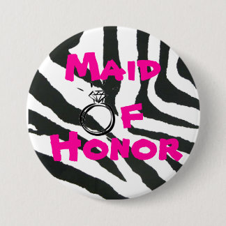 Maid of Honour Zebra 7.5 Cm Round Badge