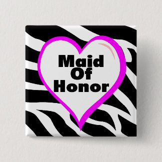Maid Of Honour Zebra Stripes 15 Cm Square Badge