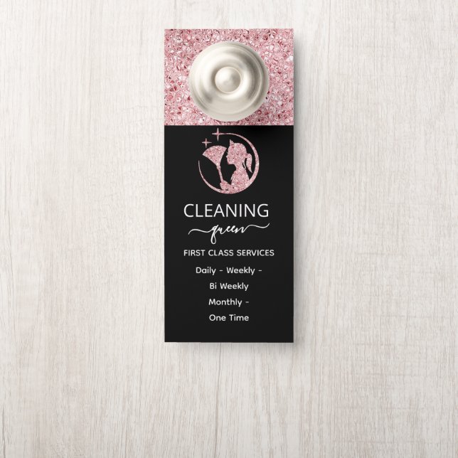  Maid Rose Pink Cleaning Service Door Hanger (On Knob)