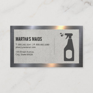 Maid Service   Cleaning Spray   Metal Border Business Card