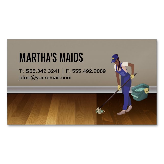 Maid Service | Hardwood Floors Magnetic Business Card (Front)