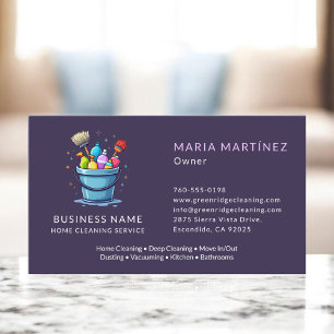 Maid Service Home Cleaning Purple Business Card