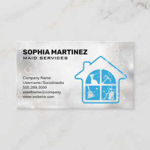 Maid Service Icons   Cleaning Bubbles Business Card