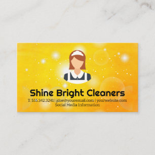 Maid Service Logo   Sparkle and Glow   Orange Business Card